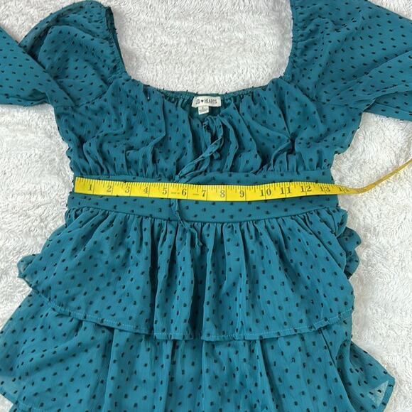 Inspired Hearts Georgette chiffon tiered ruffle boho peasant dress, L - Picture 6 of 10